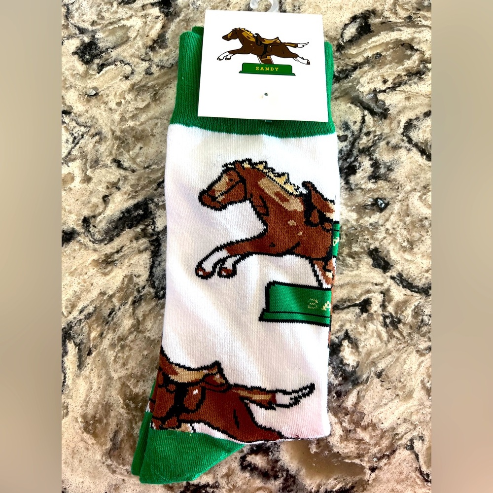 New socks, one cent ride on pony Meijers galloping horse novelty Sandy